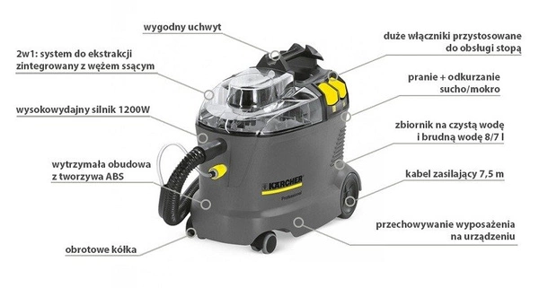 Odkurzacz piorący KARCHER PUZZI 8/1 C 1.100-225.0 + DOSTAWA GRATIS